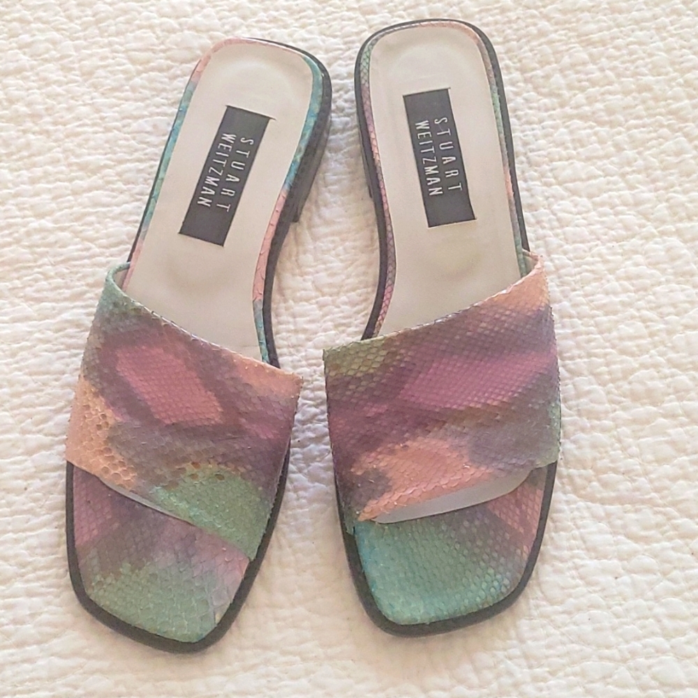 Stuart Weitzman sandal multi-colored snakeskin 7.5